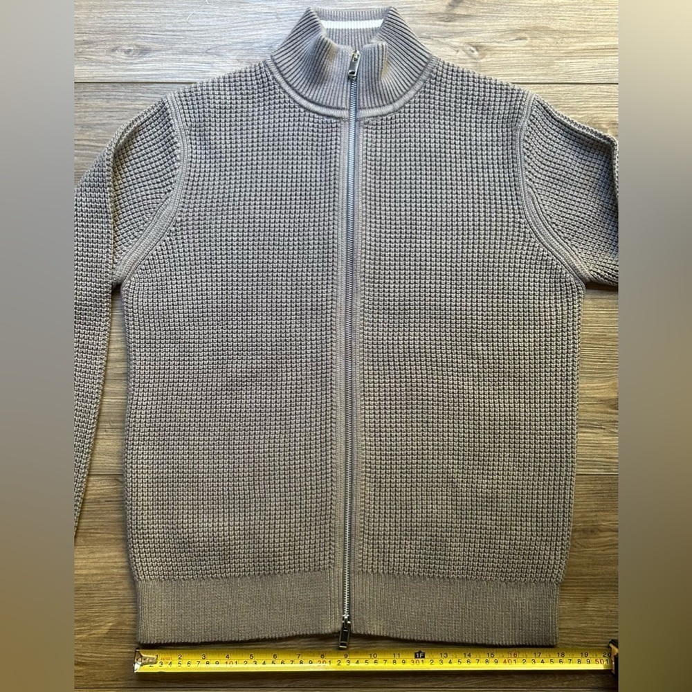 Theory | Gary Full Zip Jacket, Heavyweight Knit in Force Grey/Ivory (S) - Picture 8 of 16